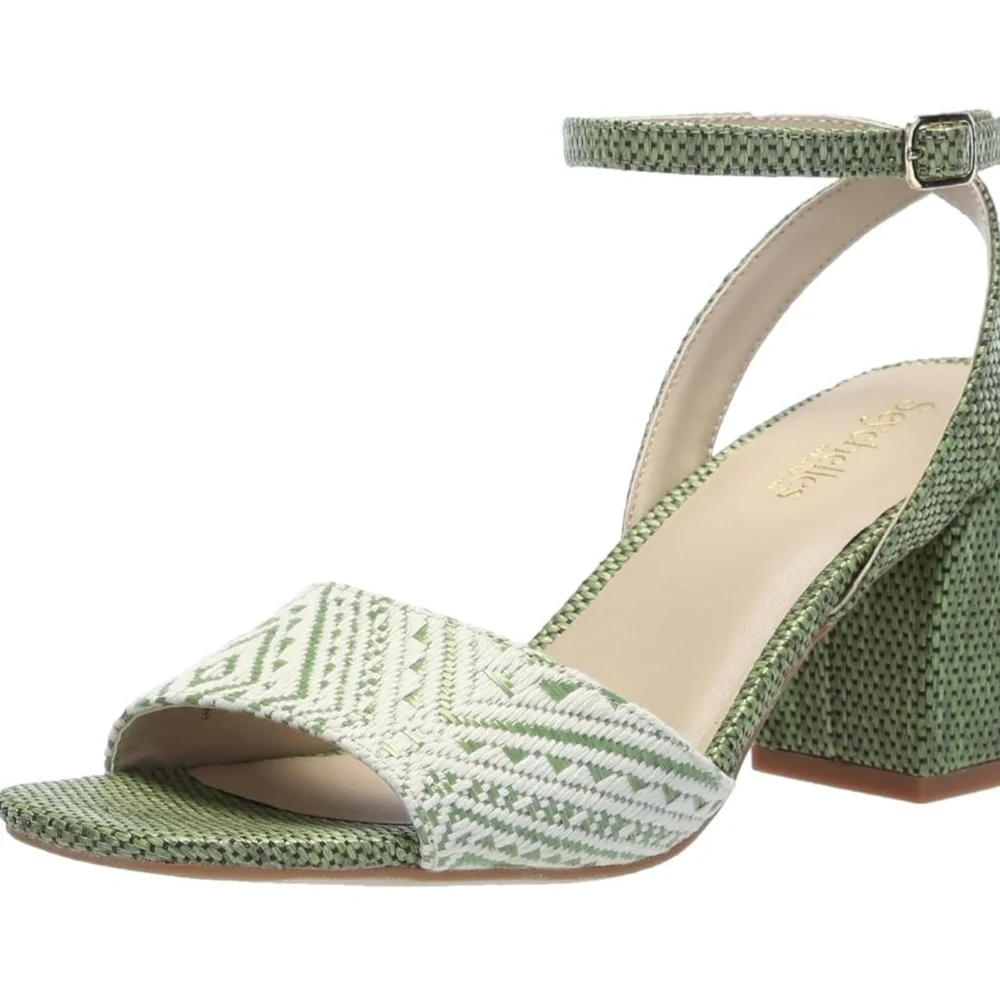 Seychelles Green Textured Sandals with Ankle Strap